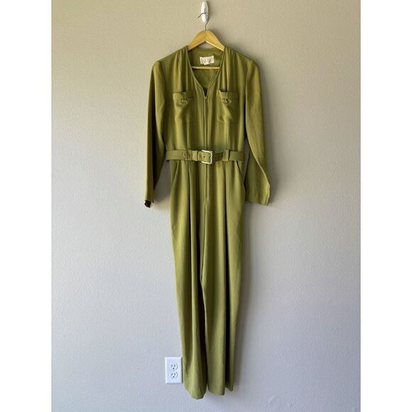 Vintage 80s Cache chartreuse green jumpsuit - Picture 1 of 9